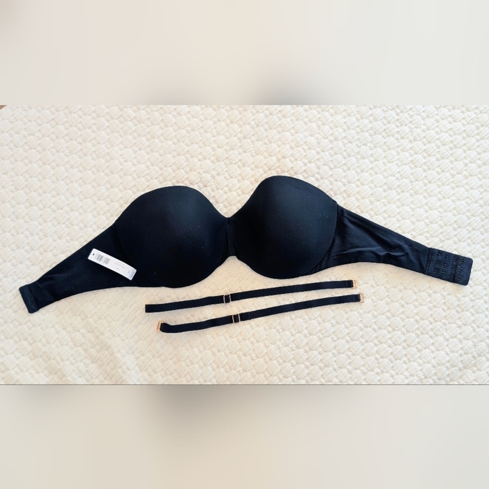 NWT Soma Bodify Black Strapless Bra Sz 36D includes Black & Clear straps.